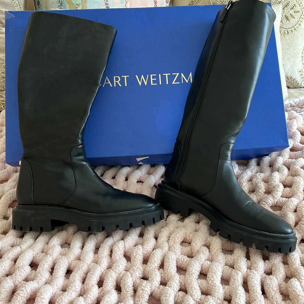 Black ultra tall Lug boot by Stuart Weitzman size 6